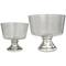 Smokey Silver Glass with Mercury Glass Pedestal Decorative Bowl Set
